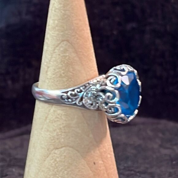 Solitaire Caribbean Quartz Sterling Silver Ring 6.25Ctw size 6 - Picture 3 of 12